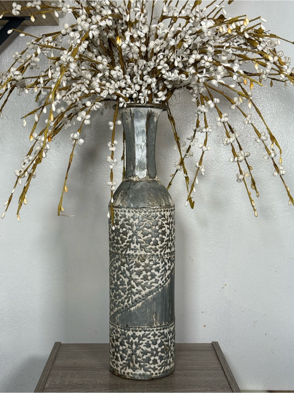 Element Gray Textured Tall Decorative Vase
